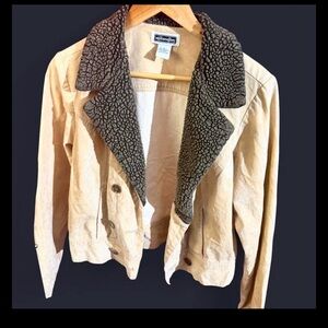 Xhilaration Sherpa Collar Faux Suede Cropped Jacket Tan Brown Medium